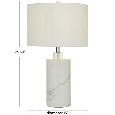 Stella & Eve White Marble Thick Stand Table Lamp with Drum Shade