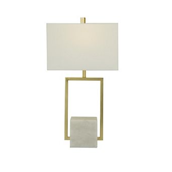 Stella & Eve Gold Marble Geometric Table Lamp with Square Shade