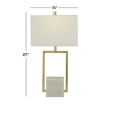 Stella & Eve Gold Marble Geometric Table Lamp with Square Shade