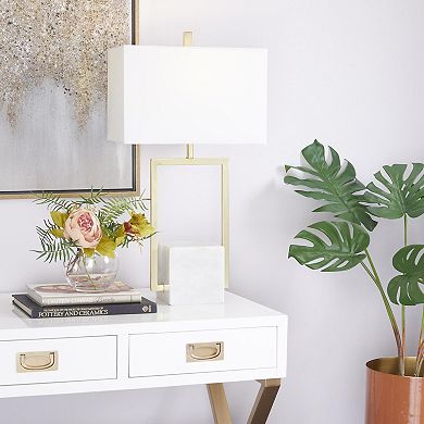 Stella & Eve Gold Marble Geometric Table Lamp with Square Shade