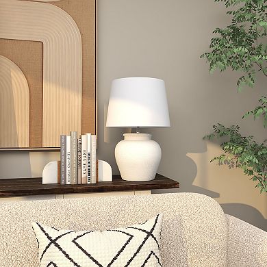 Stella & Eve White Cement Stone Pot Inspired Table Lamp