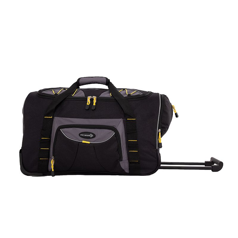 Travelers Club Sierra Madre 21-Inch Rolling Duffel Bag, Black Gray