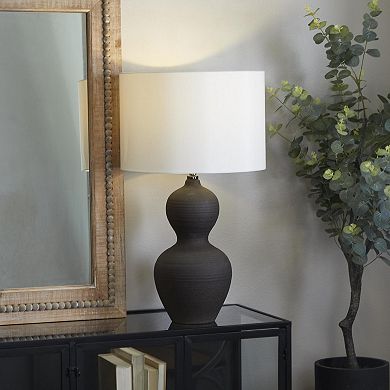 Stella & Eve Black Ceramic Gourd Style Base Table Lamp