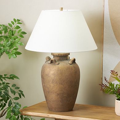 Stella & Eve Brown Ceramic Distressed Antique Style Pot Vase Room Table Lamp