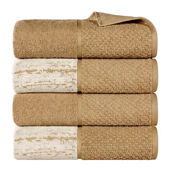 SUPERIOR Modern Cotton 4 pc Medium Weight Solid and Patterned Mix Large Bath Towel Set