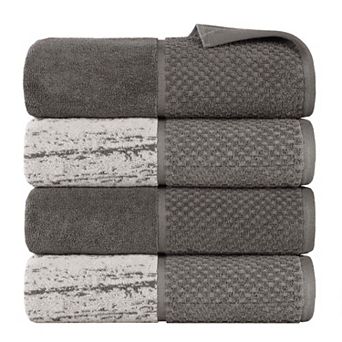 SUPERIOR Modern Cotton 4 pc Medium Weight Solid and Patterned Mix Large Bath Towel Set