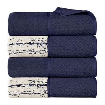SUPERIOR Modern Cotton 4 pc Medium Weight Solid and Patterned Mix Large Bath Towel Set