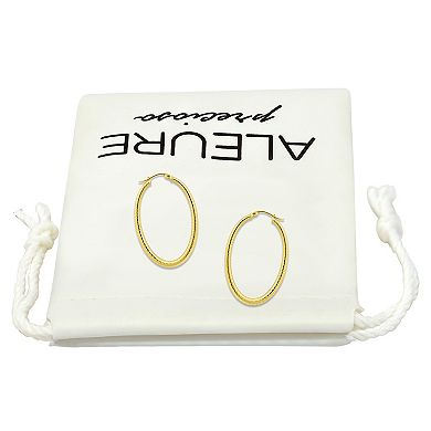 Aleure Precioso Sterling Silver Twisted Oval Hoop Earrings