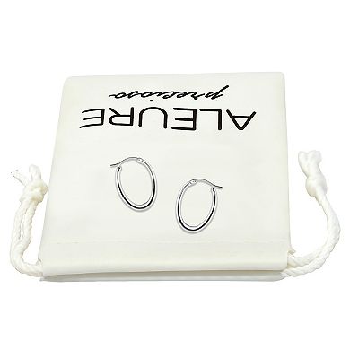 Aleure Precioso Sterling Silver Polished 15 mm Oval Hoop Earrings