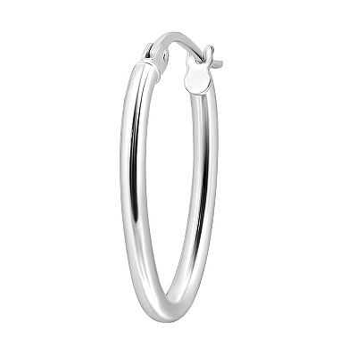 Aleure Precioso Sterling Silver Polished 15 mm Oval Hoop Earrings