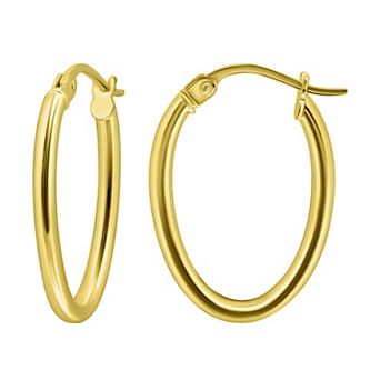 Aleure Precioso Sterling Silver Polished 15 mm Oval Hoop Earrings