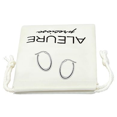 Aleure Precioso Sterling Silver Polished 20 mm Oval Hoop Earrings