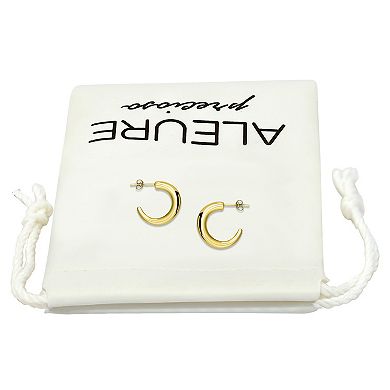 Aleure Precioso Polished Sterling Silver Graduated Half Hoop Earrings