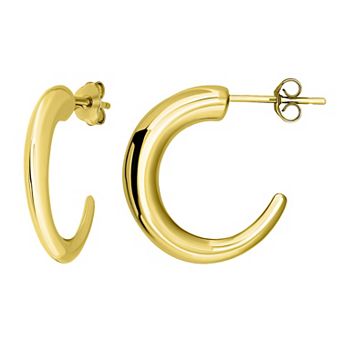 Aleure Precioso Polished Sterling Silver Graduated Half Hoop Earrings