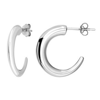 Aleure Precioso Polished Sterling Silver Graduated Half Hoop Earrings