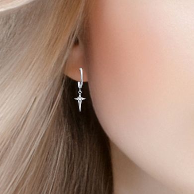Aleure Precioso Half Hoop Cubic Zirconia Star Charm Earrings