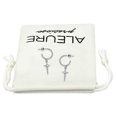 Aleure Precioso Half Hoop Cubic Zirconia Star Charm Earrings