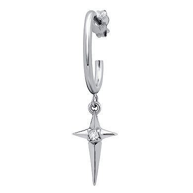Aleure Precioso Half Hoop Cubic Zirconia Star Charm Earrings