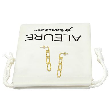 Aleure Precioso Sterling Silver Polished & Textured Triple Oval Paper Clip Link Drop Earrings