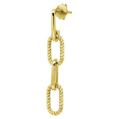 Aleure Precioso Sterling Silver Polished & Textured Triple Oval Paper Clip Link Drop Earrings