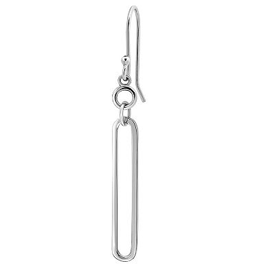 Aleure Precioso Sterling Silver Elongated Paper Clip Link Drop Earrings