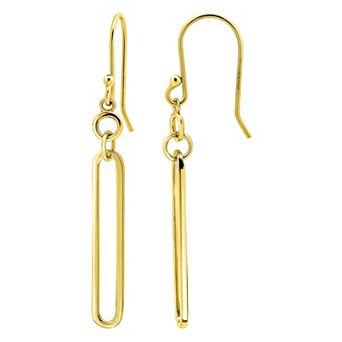 Aleure Precioso Sterling Silver Elongated Paper Clip Link Drop Earrings