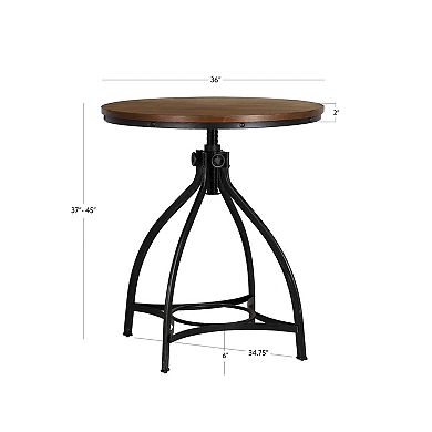 Linon Hawkford Adjustable Round Bar Table