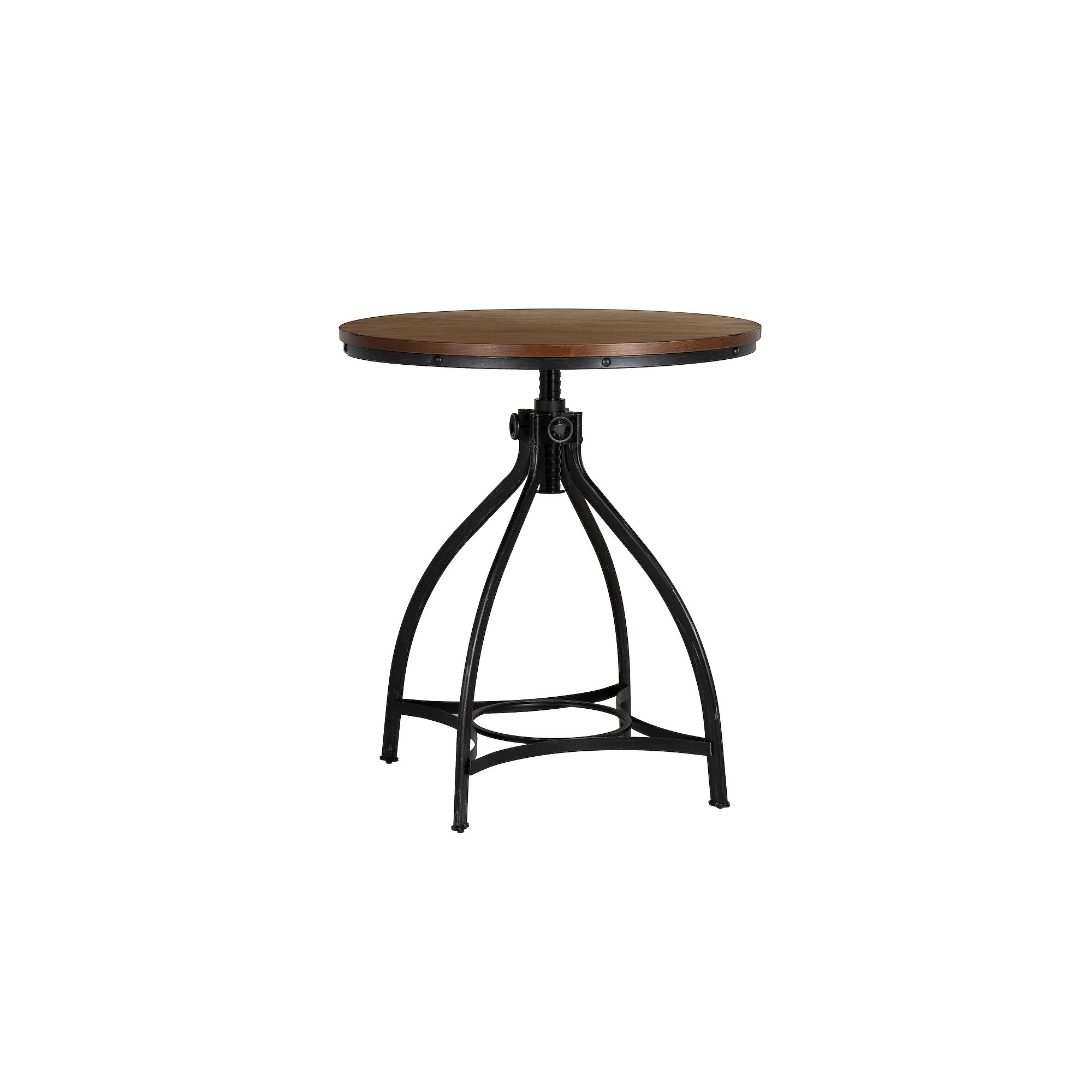 Linon Hawkford Adjustable Round Bar Table, Brown Gray
