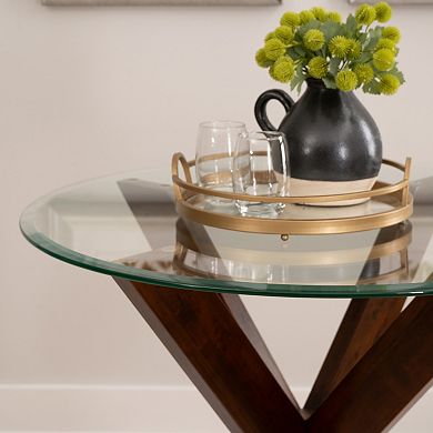Linon Adler Counter-Height Glass-Top Table