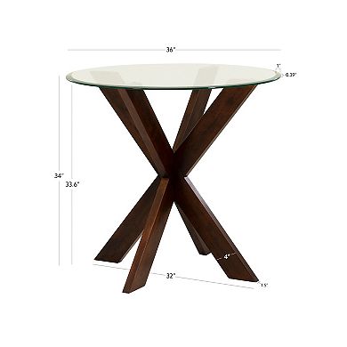 Linon Adler Counter-Height Glass-Top Table