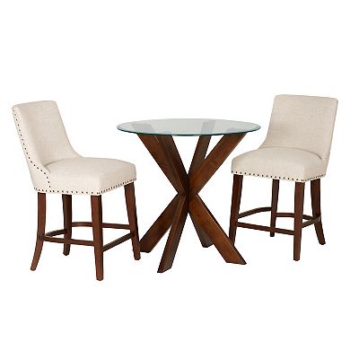Linon Adler 3-Piece Counter Height Table & Chairs Dining Set