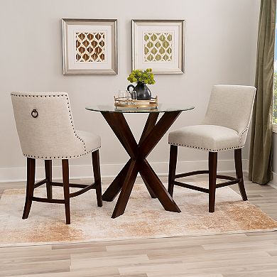 Linon Adler 3-Piece Counter Height Table & Chairs Dining Set