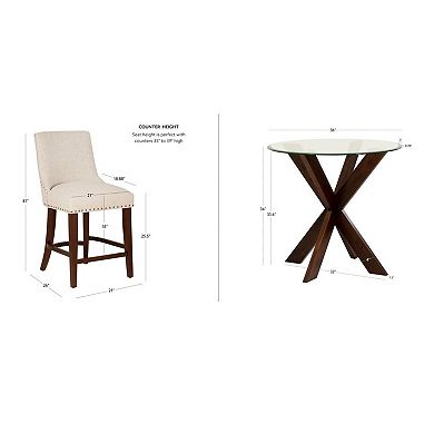 Linon Adler 3-Piece Counter Height Table & Chairs Dining Set