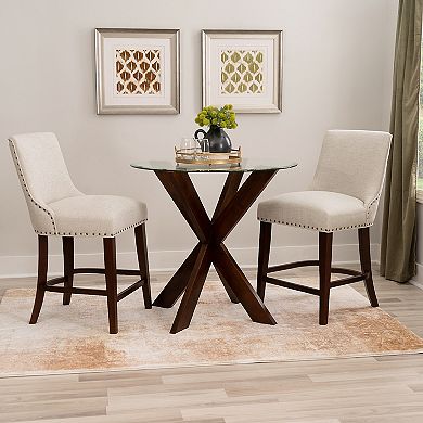 Linon Adler 3-Piece Counter Height Table & Chairs Dining Set