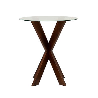Linon Adler Pub Table with Glass Top