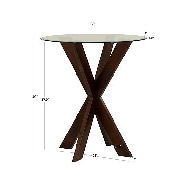 Linon Adler Pub Table with Glass Top