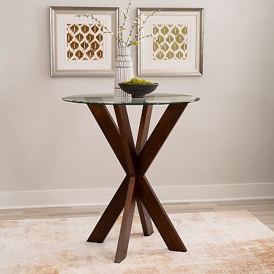 Linon Adler Pub Table with Glass Top