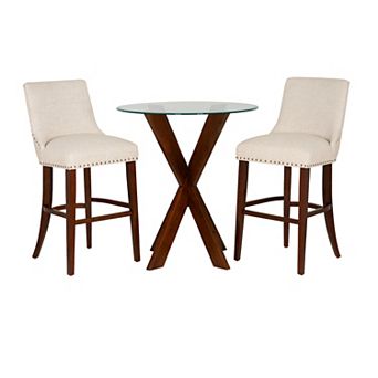 Linon Adler 3 pc Pub Table & Chairs Dining Set