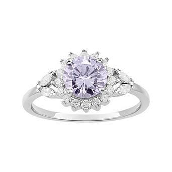 PRIMROSE Sterling Silver Cubic Zirconia Flower Band Ring