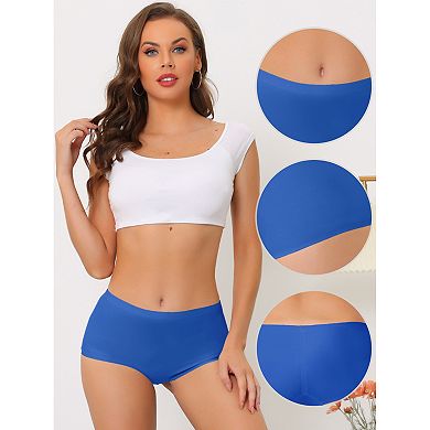3 Packs Women's Boyshorts Underwear Unlined Invisible Mid Waisted Stretch Solid Briefs