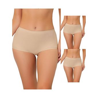 3 Packs Women's Boyshorts Underwear Unlined Invisible Mid Waisted Stretch Solid Briefs