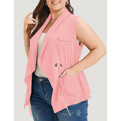 Women's Sleeveless Vest Plus Size Long Cardigan Vests Casual Open Front Coat Jacket With Pockets