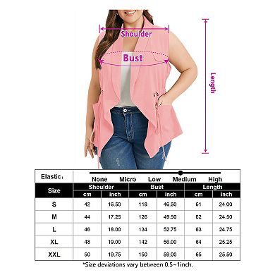 Women's Sleeveless Vest Plus Size Long Cardigan Vests Casual Open Front Coat Jacket With Pockets
