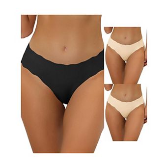 3 Packs Traceless Panties For Women No Show Stretch Solid Underwear Invisible Brief