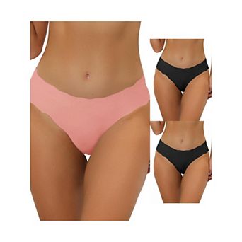 3 Packs Traceless Panties For Women No Show Stretch Solid Underwear Invisible Brief
