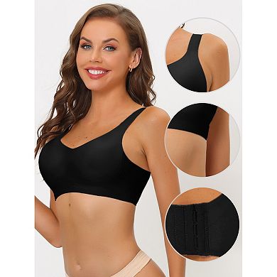 3 Packs Women's No Show Smooth Comfort Adjustable Wide Straps Wireless Minimizers Bras