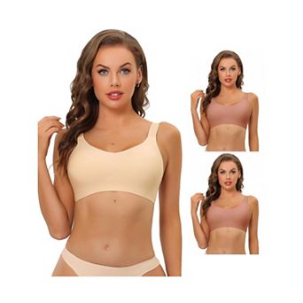 3 Packs Women's No Show Smooth Comfort Adjustable Wide Straps Wireless Minimizers Bras