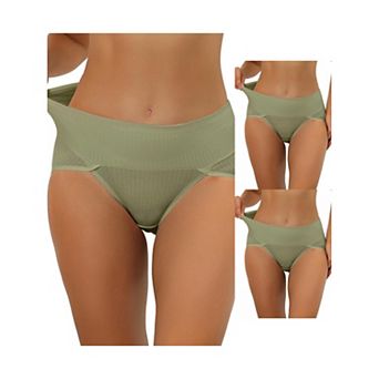 3 Packs Women's Hi-cut Ribbed High Waist Tummy Control Underwear, Available In Plus Size Multi Packs
