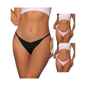 3 Packs Women's V-waisted Underwear Ruched Invisibles Breathable No Trace Thongs