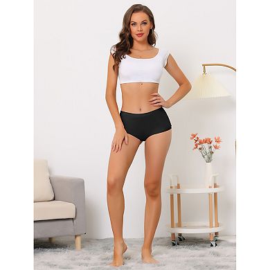 3 Packs Women's Boyshorts Underwear Unlined Invisible Mid Waisted Stretch Solid Panties